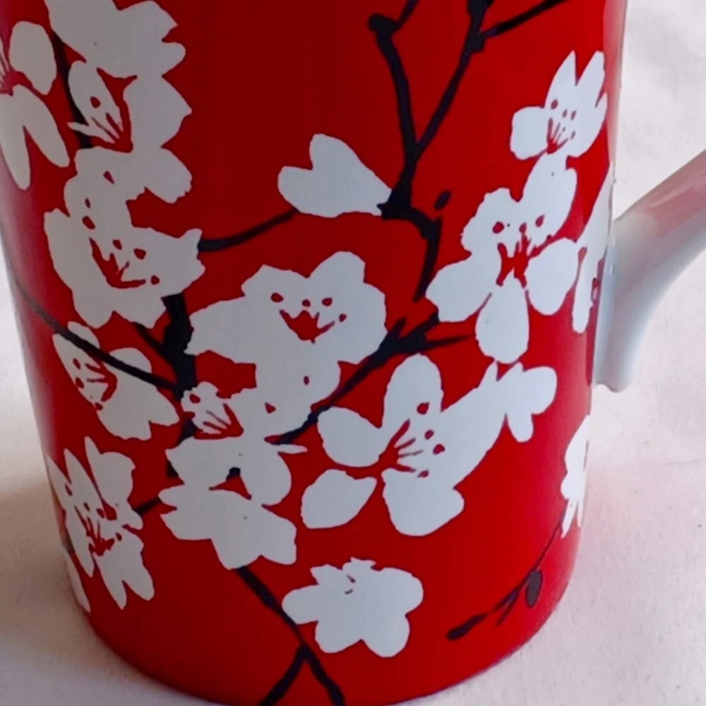 Porcelain Latte Mug - "Mia Blossom Red" by  222 Fifth PTS International - Picture 3 of 5